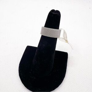 New silver tone wide ring - size 6